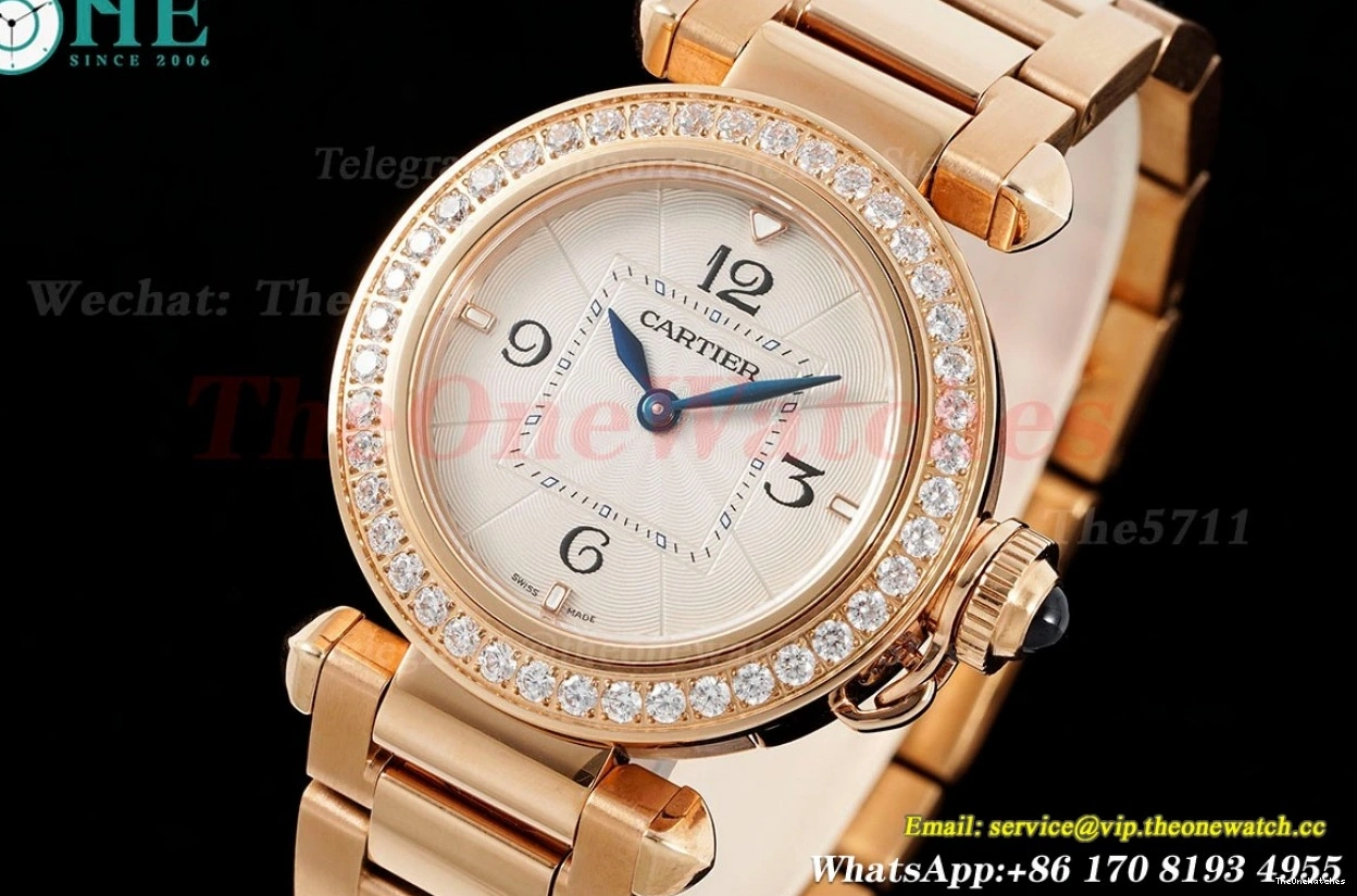Ladies RG Dial Dia White 30mm AF RG Quartz De Pasha Cartier 0116